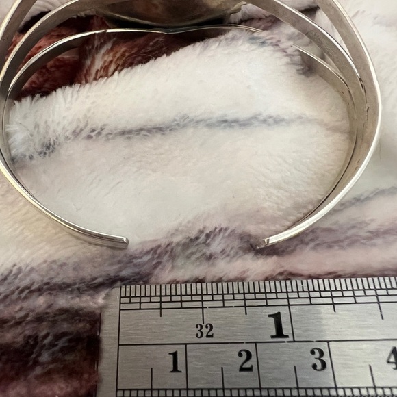 ❤️ Queen Pink Conch Cluster Heart Sterling Statement Navajo Ethnic Cuff 40.1gm - Picture 11 of 13